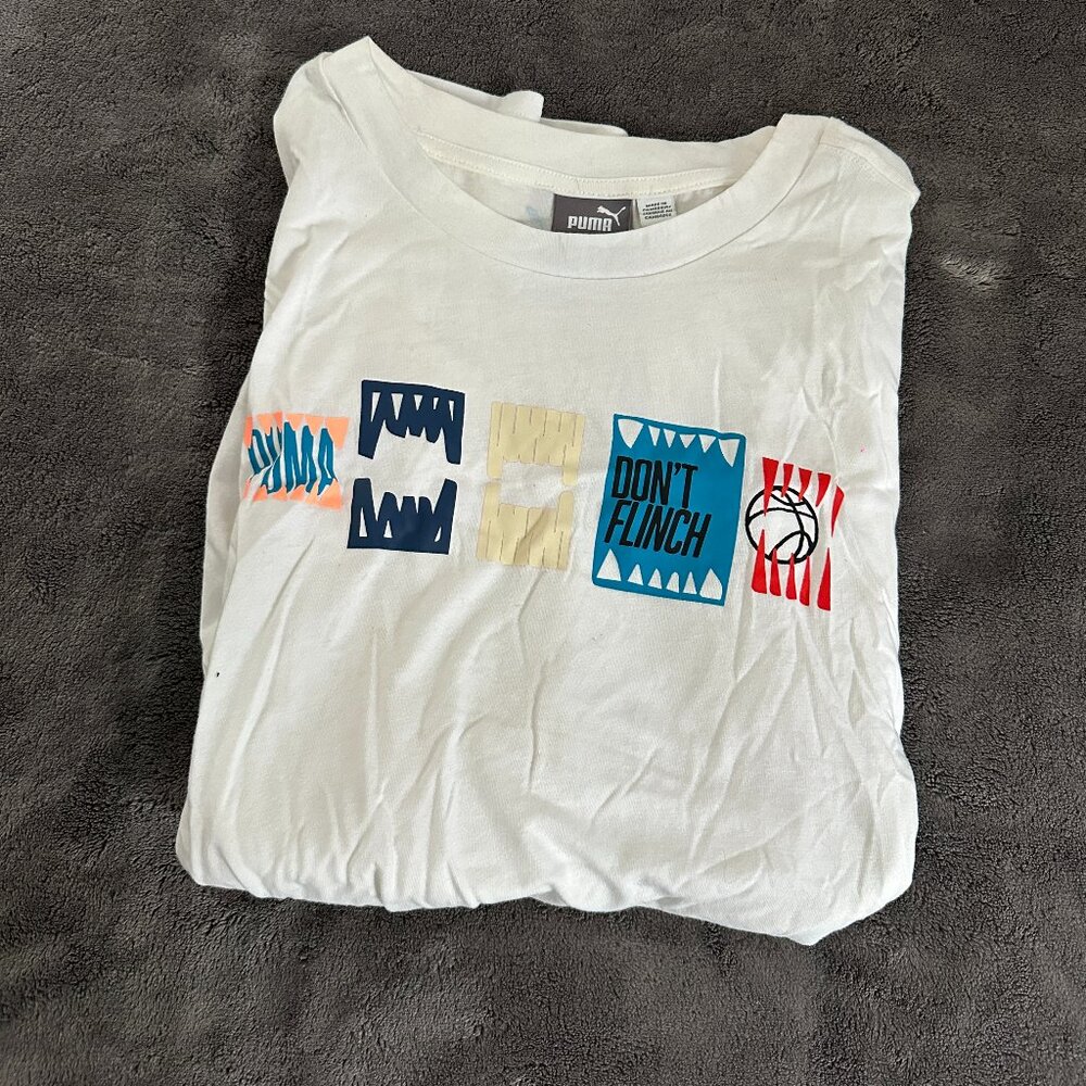 Puma White Athletic Tee (Size L)